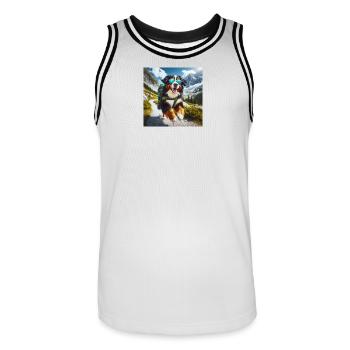 Bouvier bernois - Maillot de basket Homme - blanc/noir - Devant - AI Model Male 185 dark (185cm)