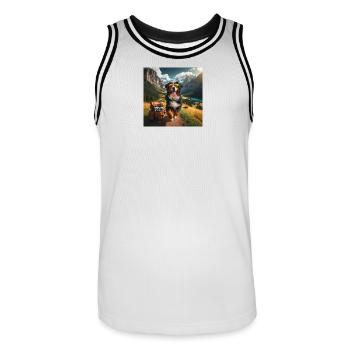 Bouvier bernois - Maillot de basket Homme - blanc/noir - Devant - AI Model Male 185 dark (185cm)