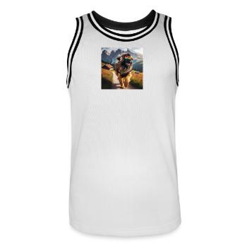 Leonberger Kunst - Männer Basketball-Trikot - Weiß/Schwarz - Vorne - AI Model Male 185 dark (185cm)