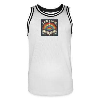 LIEBE ist LIEBE - Männer Basketball-Trikot - Weiß/Schwarz - Vorne - AI Model Male 185 dark (185cm)