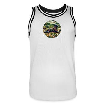 Fantasy Dogs - Männer Basketball-Trikot - Weiß/Schwarz - Vorne - AI Model Male 185 dark (185cm)