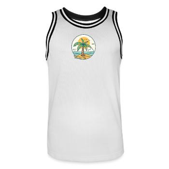 Sun Island Palm Magic - Men's Basketball Jersey - white/black - Front - AI Model Male 185 dark (185cm)
