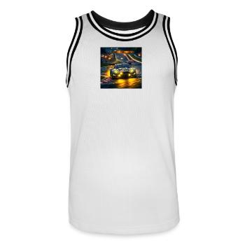 Racing car in the evening light Cornering - Men's Basketball Jersey - white/black - Front - AI Model Male 185 dark (185cm)