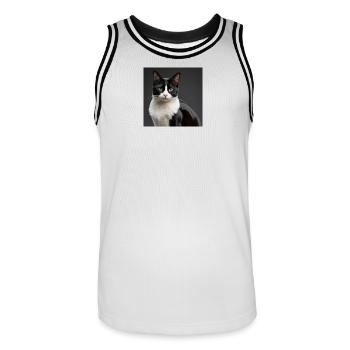 chat - Maillot de basket Homme - blanc/noir - Devant - AI Model Male 185 dark (185cm)