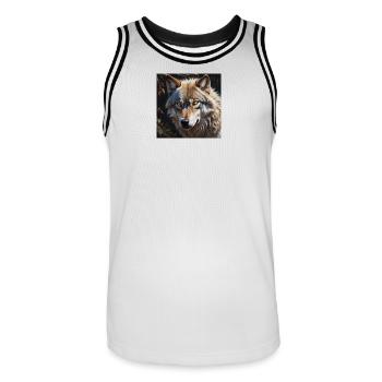 Loup - Maillot de basket Homme - blanc/noir - Devant - AI Model Male 185 dark (185cm)