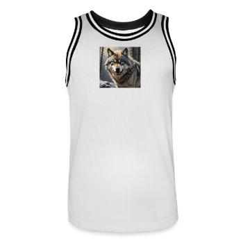 Loup - Maillot de basket Homme - blanc/noir - Devant - AI Model Male 185 dark (185cm)