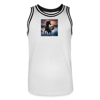 Cheval - Maillot de basket Homme - blanc/noir - Devant - AI Model Male 185 dark (185cm)