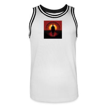 Sunset Shadow Wanderer - Men's Basketball Jersey - white/black - Front - AI Model Male 185 dark (185cm)