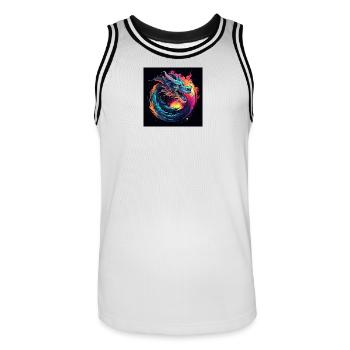 Neon Drache im Sternenkreis - Männer Basketball-Trikot - Weiß/Schwarz - Vorne - AI Model Male 185 dark (185cm)