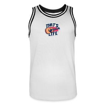 Lebendige Gitarre mit Slogan - Männer Basketball-Trikot - Weiß/Schwarz - Vorne - AI Model Male 185 dark (185cm)