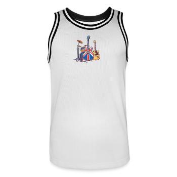Rock Band Union Guitar Art - Men's Basketball Jersey - white/black - Front - AI Model Male 185 dark (185cm)