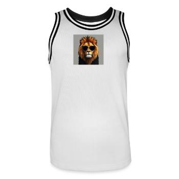 Lion stylé - Maillot de basket Homme - blanc/noir - Devant - AI Model Male 185 dark (185cm)