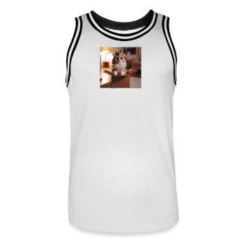 Funny Cat - Men's Basketball Jersey - white/black - Front - AI Model Male 185 dark (185cm)