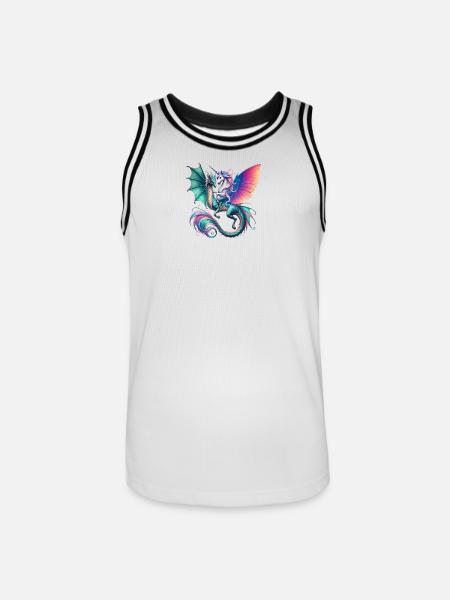 Regenbogen Drachen EInhorn Fusion - Männer Basketball-Trikot - Weiß/Schwarz