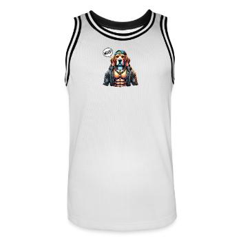 Look chien coloré en tenue de rue - Maillot de basket Homme - blanc/noir - Devant - AI Model Male 185 dark (185cm)
