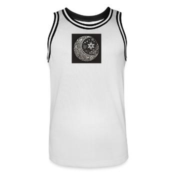 Mystische Mondblumen Verzierung - Männer Basketball-Trikot - Weiß/Schwarz - Vorne - AI Model Male 185 dark (185cm)