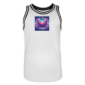 CANCER \ Signe du cercle Tiet - Maillot de basket Homme - blanc/noir - Devant - AI Model Male 185 dark (185cm)