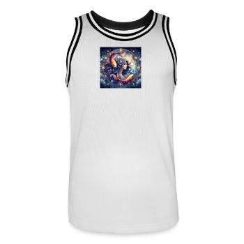 POISSONS \ Signes du zodiaque - Maillot de basket Homme - blanc/noir - Devant - AI Model Male 185 dark (185cm)