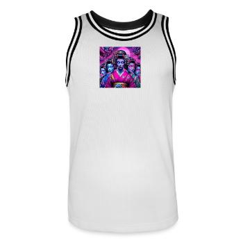 Cyberpunk Geisha gang - Männer Basketball-Trikot - Weiß/Schwarz - Vorne - AI Model Male 185 dark (185cm)