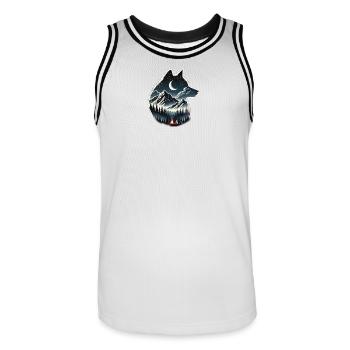 wolf - Men's Basketball Jersey - white/black - Front - AI Model Male 185 dark (185cm)