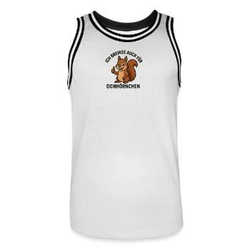 Ich bremse auch für Eichhörnchen - Männer Basketball-Trikot - Weiß/Schwarz - Vorne - AI Model Male 185 dark (185cm)