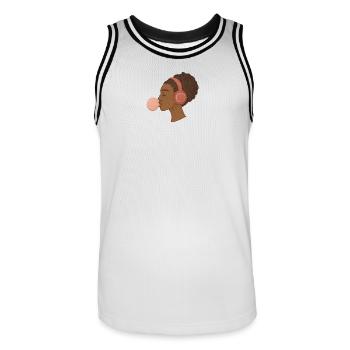 Music - Men's Basketball Jersey - white/black - Front - AI Model Male 185 dark (185cm)