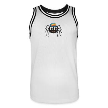 Araignée cool avec casquette rétro – mignonne et effrontée - Maillot de basket Homme - blanc/noir - Devant - AI Model Male 185 dark (185cm)