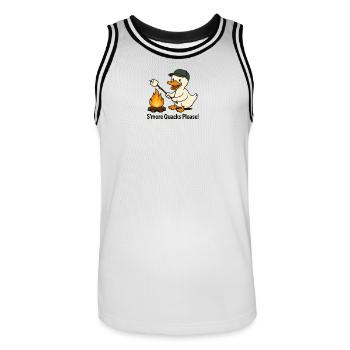 S’more Quacks Please! – Camping Ente - Männer Basketball-Trikot - Weiß/Schwarz - Vorne - AI Model Male 185 dark (185cm)