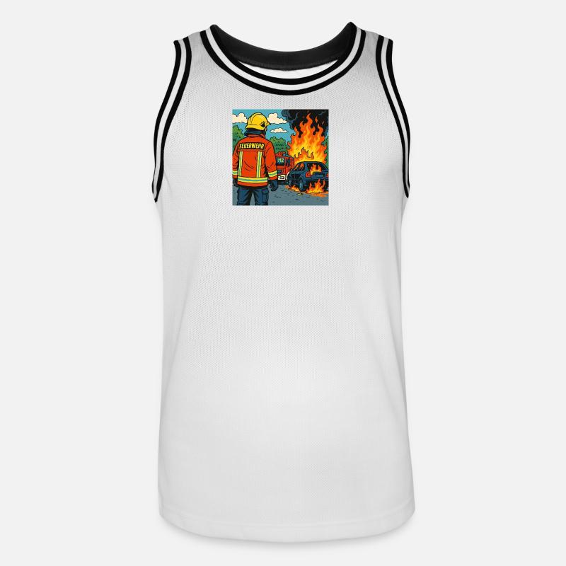 Brandbekämpfer Cartoon Einsatz - Männer Basketball-Trikot - Weiß/Schwarz