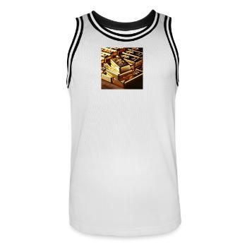 Goldbarren Dollar - Männer Basketball-Trikot - Weiß/Schwarz - Vorne - AI Model Male 185 dark (185cm)