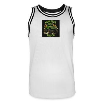 Camion monstre - Maillot de basket Homme - blanc/noir - Devant - AI Model Male 185 dark (185cm)