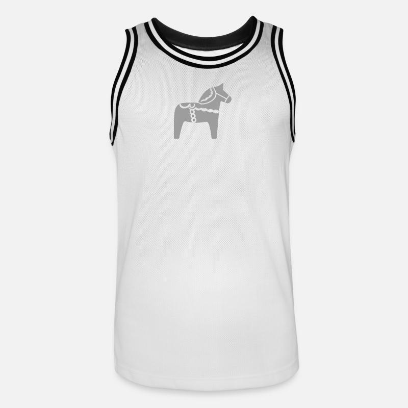 Skandinavisches Dala Pferd – Folklore Design - Männer Basketball-Trikot - Weiß/Schwarz