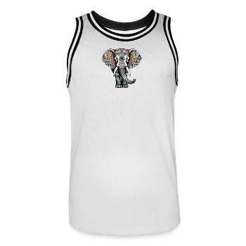 Colorful elephant in tattoo style - Men's Basketball Jersey - white/black - Front - AI Model Male 185 dark (185cm)