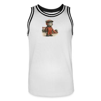 Lord Petzi Rennfahrer - Männer Basketball-Trikot - Weiß/Schwarz - Vorne - AI Model Male 185 dark (185cm)