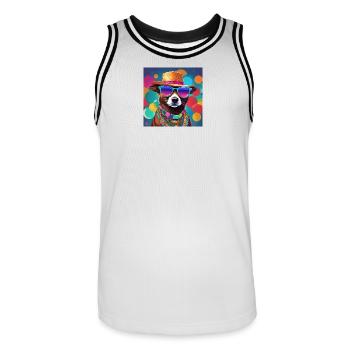 Chien cool dans le style estival - Hipster Vibes 2 - Maillot de basket Homme - blanc/noir - Devant - AI Model Male 185 dark (185cm)