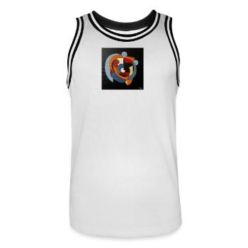 L’interaction artistique dans le jeu des couleurs - Maillot de basket Homme - blanc/noir - Devant - AI Model Male 185 dark (185cm)
