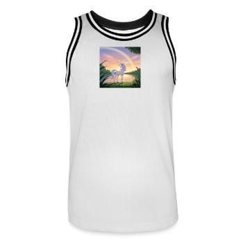Einhorn unter dem Regenbogen - Männer Basketball-Trikot - Weiß/Schwarz - Vorne - AI Model Male 185 dark (185cm)