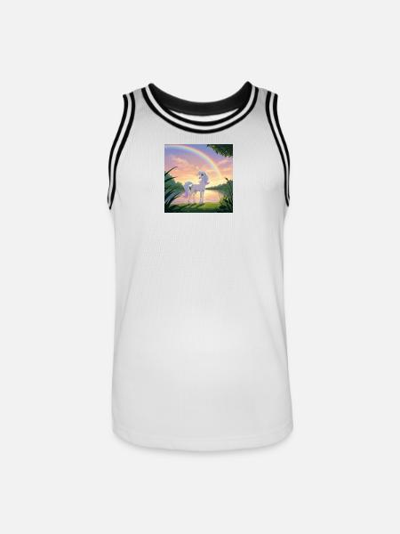 Licorne sous l’arc-en-ciel - Maillot de basket Homme - blanc/noir