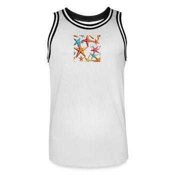 Colorful starfish - Men's Basketball Jersey - white/black - Front - AI Model Male 185 dark (185cm)