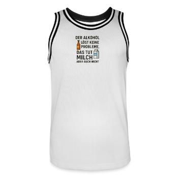 Alkohol Löst Keine Probleme - Männer Basketball-Trikot - Weiß/Schwarz - Vorne - AI Model Male 185 dark (185cm)