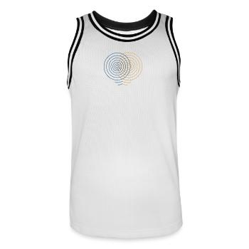 Interférence concentrique – Conception physique - Maillot de basket Homme - blanc/noir - Devant - AI Model Male 185 dark (185cm)