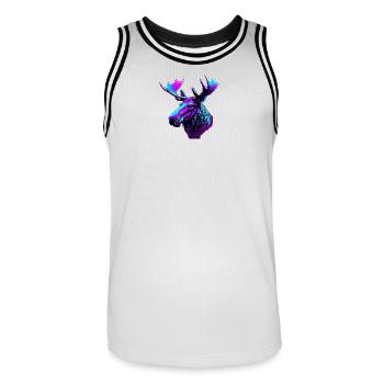 Neon Moose: Mystical Colour Rush - Men's Basketball Jersey - white/black - Front - AI Model Male 185 dark (185cm)