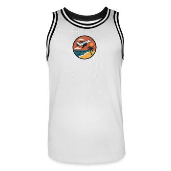 Sonnenuntergang Strandflug Patch - Männer Basketball-Trikot - Weiß/Schwarz - Vorne - AI Model Male 185 dark (185cm)