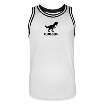 ROAR-SOME – Dino Power im Alltag - Männer Basketball-Trikot - Weiß/Schwarz - Vorne - AI Model Male 185 dark (185cm)