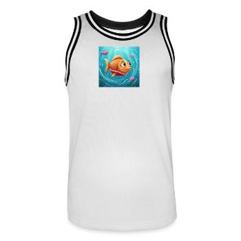 Playful goldfish in colorful water - Men's Basketball Jersey - white/black - Front - AI Model Male 185 dark (185cm)