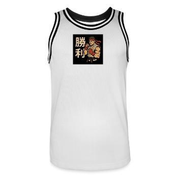 Japanese Fighter - Männer Basketball-Trikot - Weiß/Schwarz - Vorne - AI Model Male 185 dark (185cm)