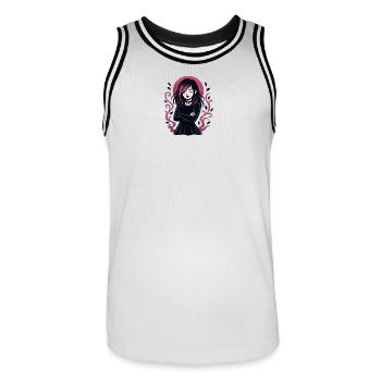 Fille gothique lune rose - Maillot de basket Homme - blanc/noir - Devant - AI Model Male 185 dark (185cm)