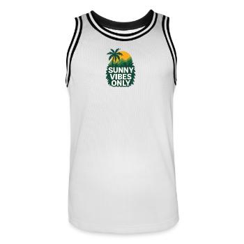 Sunny vibes with jungle motifs - Men's Basketball Jersey - white/black - Front - AI Model Male 185 dark (185cm)