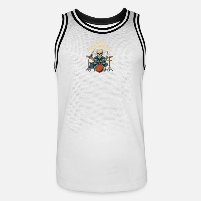 Cool Drummer - Männer Basketball-Trikot - Weiß/Schwarz