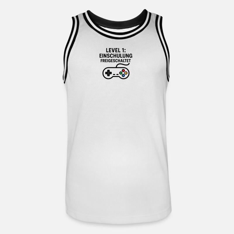 Gaming | Level 1: Einschulung Freigeschaltet - Männer Basketball-Trikot - Weiß/Schwarz